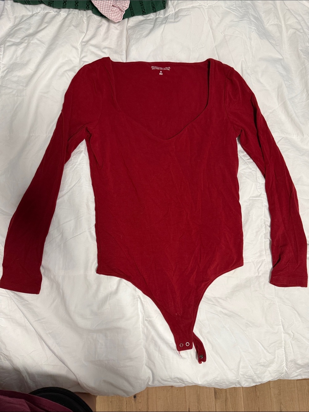Abercrombie & Fitch Red Long Sleeve Scoop Neck Bodysuit